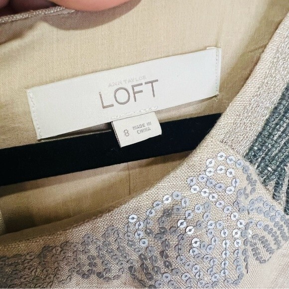 NWT Ann Taylor LOFT 100% Linen Sequin Sleeveless Sheath Dress in Women's Sz. 8 - Picture 7 of 12